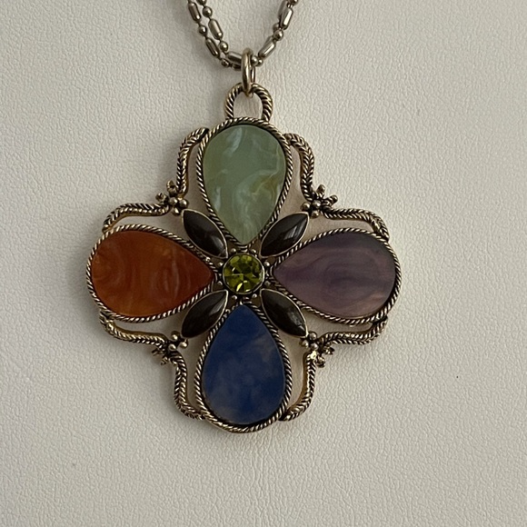 Monet signed multi color lucite cross pendant - Picture 3 of 5